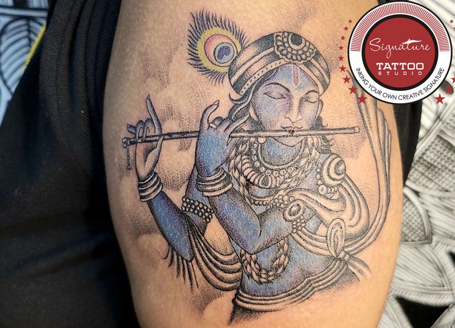 Krishna Colorful Tattoo On Hand | Tattoo Ink Master